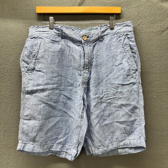 Tommy Bahama Shorts Mens 35 (36x9.5 ACTUAL) Linen Coastal Blue Stripe RELAX - Picture 2 of 9